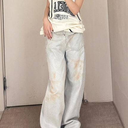 American Retro Plus Size Stitching Jeans For Women