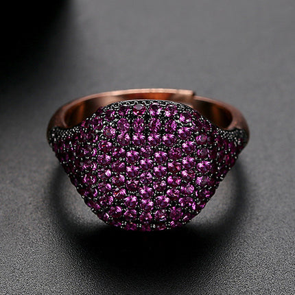 Rose Red Ring Brass Micro Inlaid Zircon RingOpen Adjustable Jewelry