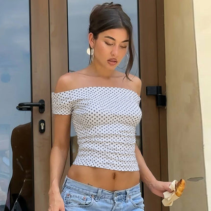 European And American Sexy Hot Girl Sleeveless Tight Halter Backless Polka Dot Vest