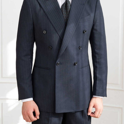 Homemade Six Button A Stripe Slim Fit Casual Retro Suit