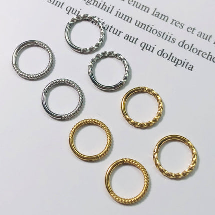 Stainless Steel Nose Ring Earrings 316L Closed Ring  Ring Coil Twisted Twisted Rope Piercing Jewelry