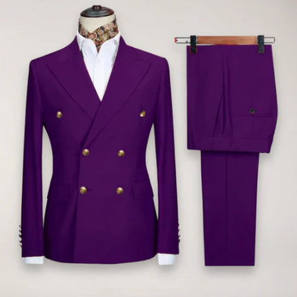 European And American Men's Suit Two-piece Double-breasted Wedding Party Singer Costume