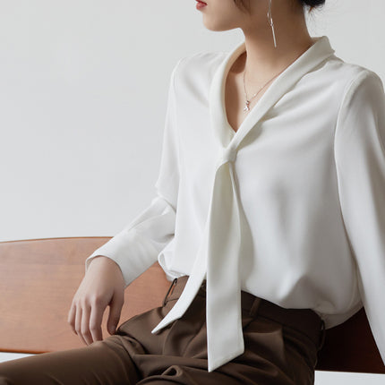 Women's Office Chiffon Commuting Elegant White Shirt