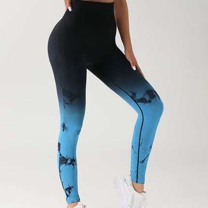 3 Pack Women's Tie Dye Gradient Color Yoga Sports Leggings, Ruched High Waist Workout Seamless Scrunch Booty Leggings Butt Lift Athletic Leggings Tummy Control Yoga Pants