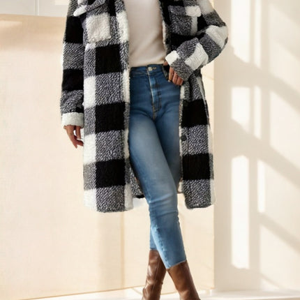 Ladies' Long-sleeved Checkered Coat