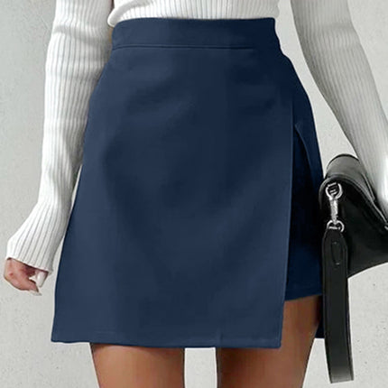 Women's High Waist Blue Split Skirt