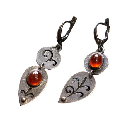 Vintage Distressed Alloy Carved Metal Personality Earrings