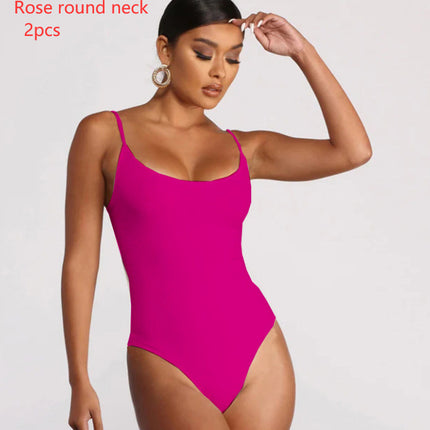 Summer Bikini Backless String Large Size Sexy Solid Color Triangle One-piece Swimsuit Womens Clothing 2pcs