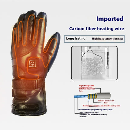 Full Finger Warm Waterproof Motorcycle Outdoor Heating Gloves