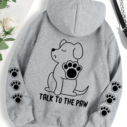 Funny Dog Cartoon Printed Hoodie Women's Warm