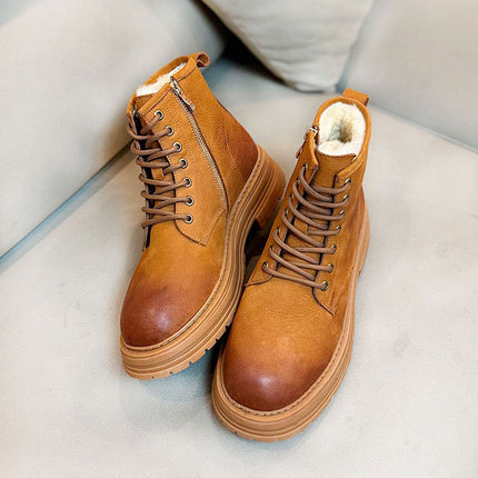 Sheepskin Fur Snow Boots Men's Thick Bottom Non-slip Dr Martens Boots