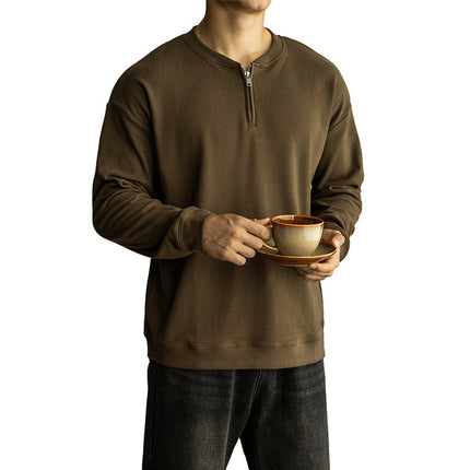Half Long-sleeve Zipper T-shirt Men's Casual Bottoming Shirt
