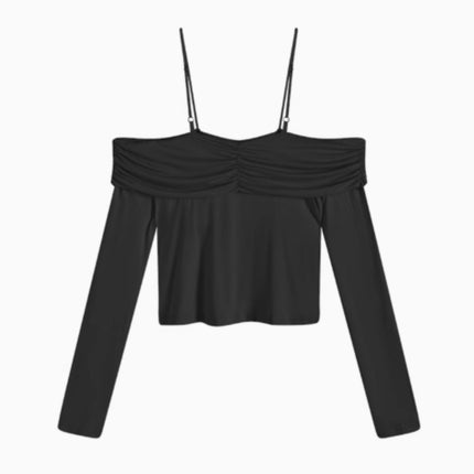 Slimming And Slimming One Shoulder Top, Sticky And Long Sleeved T