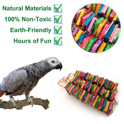 Parrot Gnawing Toy Building Blocks Destroyed