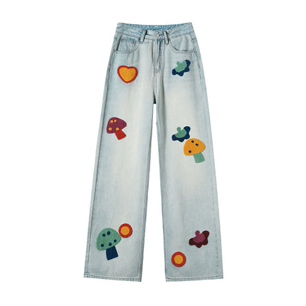 New Medium Straight-leg Pants All-matching Wide Leg High Waist Meat Hiding