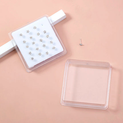 20/set of classic diamond studded white piercing nose ring studs set