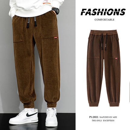 Men's Plus-sized Loose Wide Leg Corduroy Sports Casual Pants