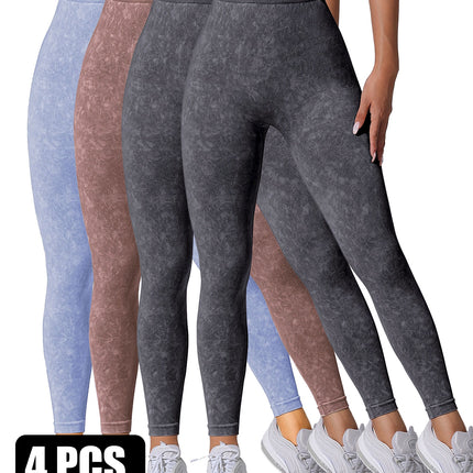 4PACK Sand-washed Seamless Yoga Pants