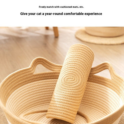 Coarse Linen Rattan Cat Nest Four Seasons Universal Bed Woven Cat Sleeping Mat