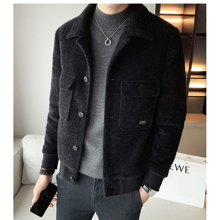 Golden Mink Velvet Lapel Fur Coat