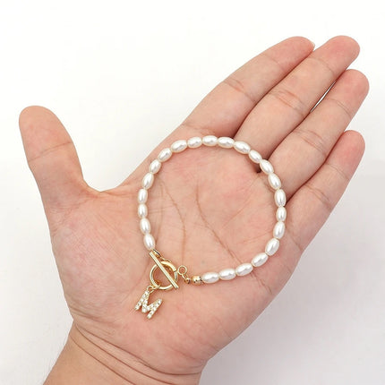 Retro Minimalist Style Pearl 26 Letter Bracelet For Women