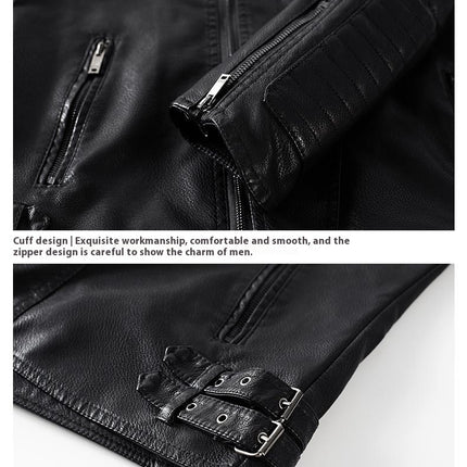 Trendy Leather Jacket Men's Fleece-lined PU Jacket
