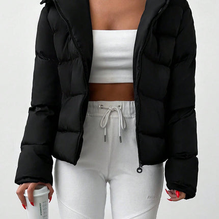 Women's Casual Solid Color Zipper Hoodie Jacket