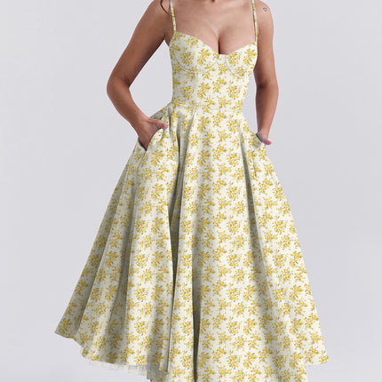 French Mesh Large Swing Double-layer Sling Dress