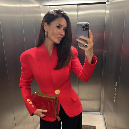 Advanced Slim Fit Small Business Suit Coat Metal Buckle