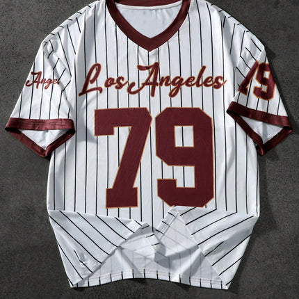 Men's Los Angeles Letter Print Short Sleeve Top