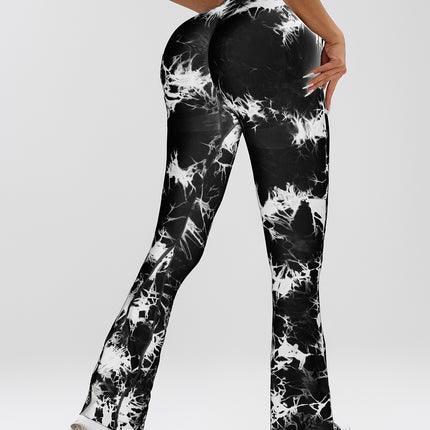 2 Pack Tie Dyed High Waisted Flared Butt-lifting Fitness Sports Women's Yoga Bell-bottom Pants, Workout Leggings For Women, Gym Scrunch Butt Butt Lifting Seamless Leggings