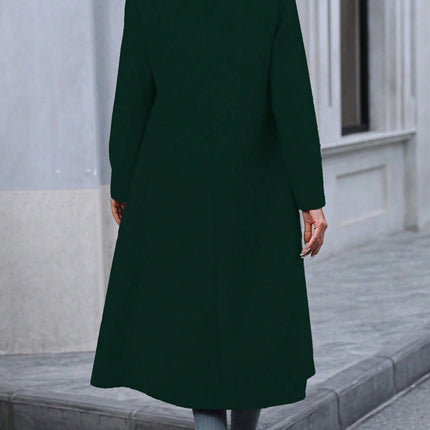 Autumn And Winter Long Coat For Women, Minimalist And Fashionable, Elegant For Commuting, Double-breasted Long-sleeve Faux Wool Long Women's Coat.