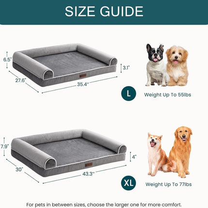 MEWOOFUN Orthopedic Dog Bed For Large Dogs - XL Egg Crate Foam Mattress With Removable Washable Cover, Waterproof Pet Couch Bed Grey, Extra Large