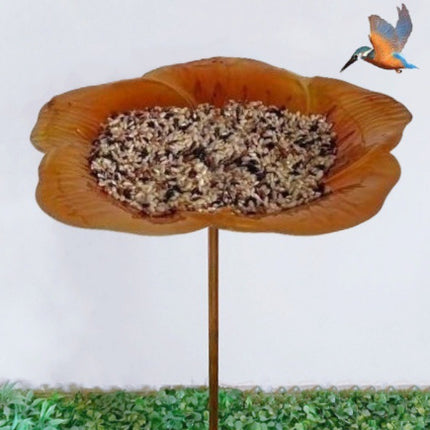 Ground Metal Flower With Sheep Hook Bird Feeder