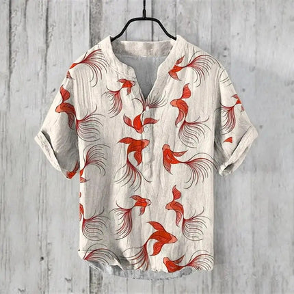 Summer Beach Casual Men's Clothing Short Sleeve V-neck