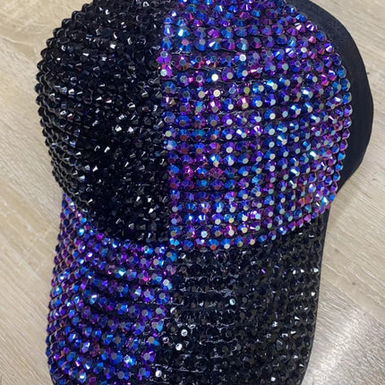 Korean Style Dual-color Patchwork Diamond Cap Shiny