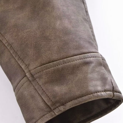 Women's Washable Gradient Leather Jacket