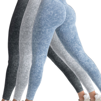 3 Pack V-Back Scrunch Butt Workout Leggings, Women Seamless Gym Yoga Leggings High Waist Active Yoga Pants, Yoga Leggings High Waist Active Yoga Pants