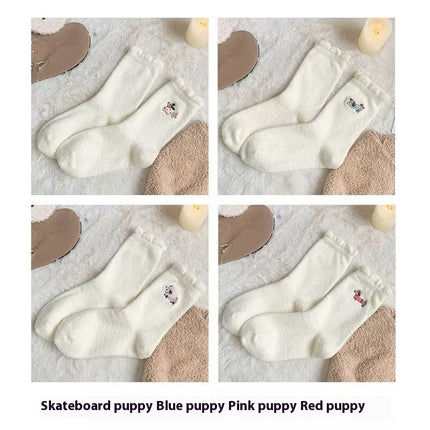 Cute Cartoon Fleece Lined Padded Warm Keeping Winter Socks