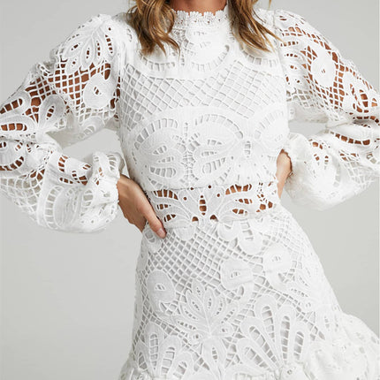 Women's Graceful And Fashionable Round Neck Long Sleeve Slim-fit Midi Dress