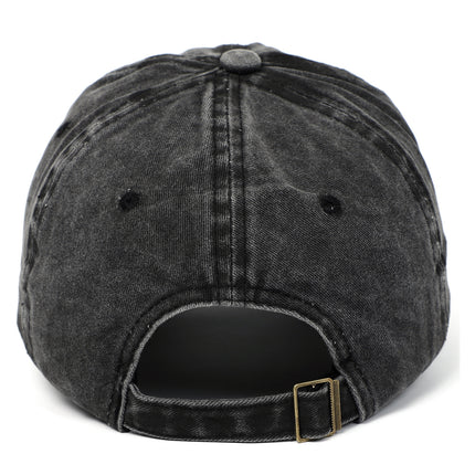 Black Cat Embroidered Washed Baseball Cap Sun Hat