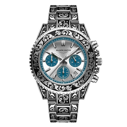 Vintage Engraving Quartz Multi-function Men's Watch