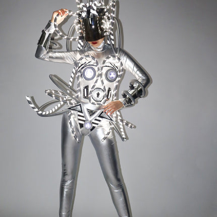 Cyberpunk Performance Suit Luminous Led Silver