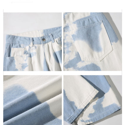 Tie Dyed Denim Straight Leg Pants For Boys