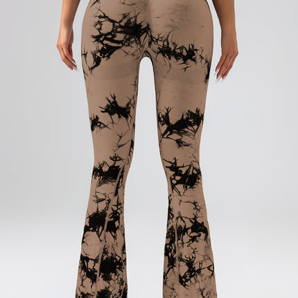 4 Pack Flared Yoga Leggings For Women High Waisted Tie-dye Print Butt Lifting Stretch Sports Workout Bodybuilding Pants, Seamless High Waisted Bootcut Yoga Leggings