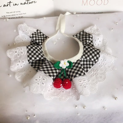 Cute Pet Lace Trim Scarf Saliva Towel