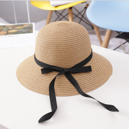 Straw Hat Women's Sun Hat With Foldable Bow And Ribbon Big Brim Hat
