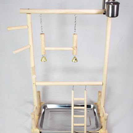 Solid Wood Toy Swing Climbing Ladder Shelf Peony Xuan Double-layer Stainless Steel Food Box