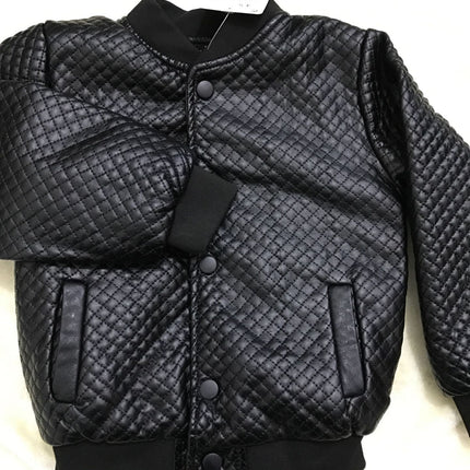 Round Neck Leather Baby PU Leather Jacket Boy Jacket