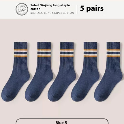 Men's Mid-calf Cotton Socks Boneless Pure Cotton Breathable Sports Plus Size
